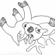 Line art of a flying reindeer.